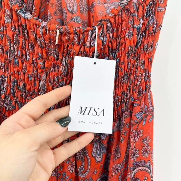 MISA LOS ANGELES Adele Paisley Halter Handkerchief Hem Dress Midi Layered Large - Picture 13 of 15